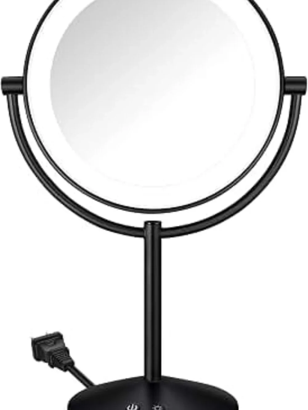 Conair Reflections Matte Black Lighted Vanity Mirror with Dual Magnification
